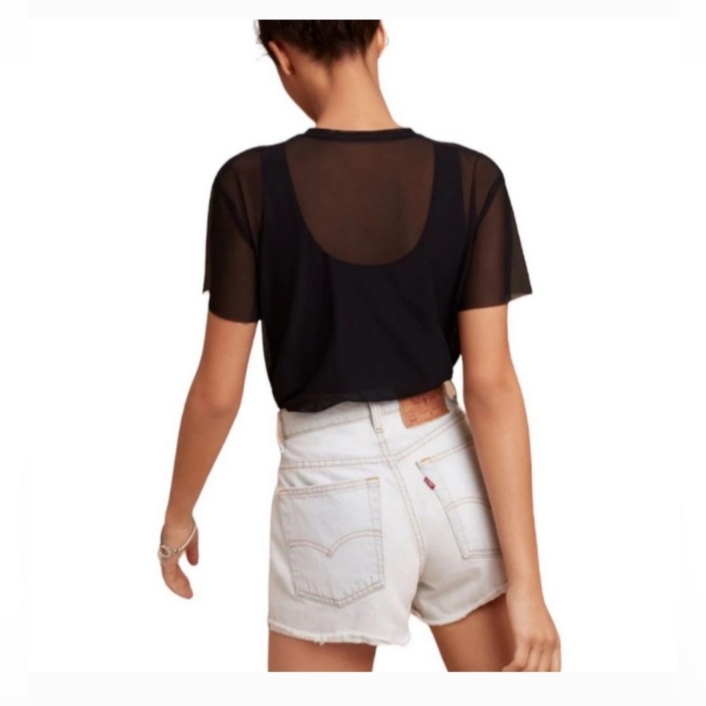 Aritzia Wilfred Free Black Mesh Tee